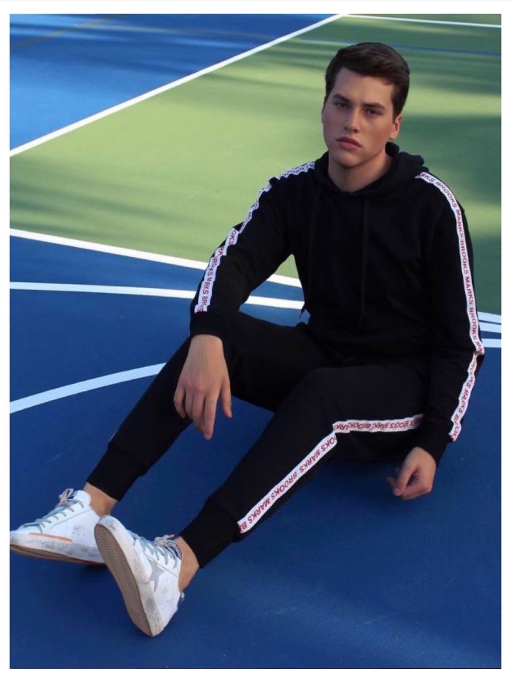 Brooks Marks Black Joggers with Branded Side Tape